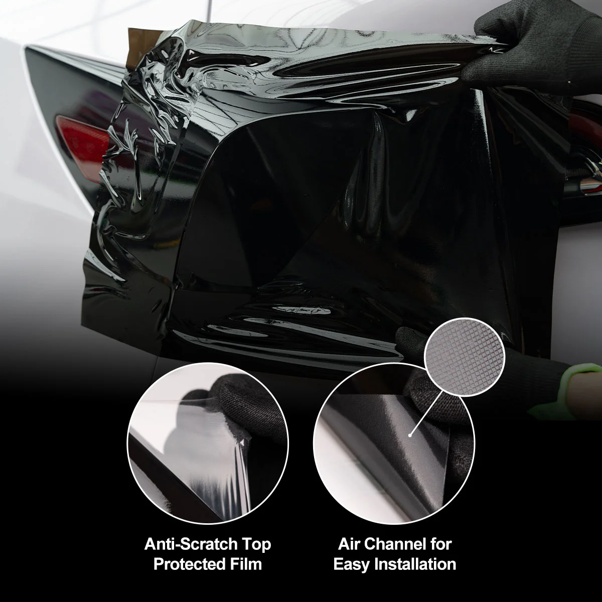Gloss Black Taillight Film with Air Channel Paper Liner - Image 2