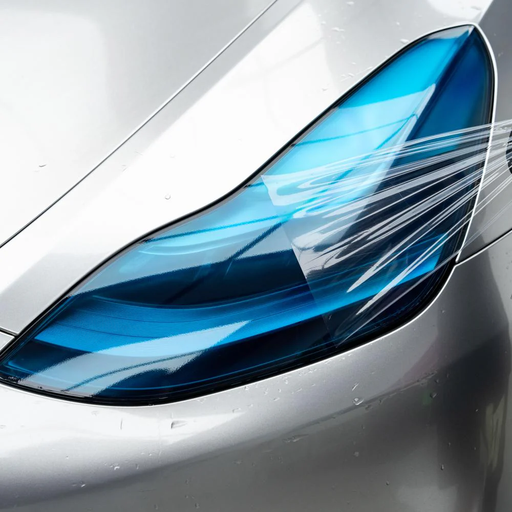 Deep Blue Headlight Film With Air Channel Paper Liner - Image 2