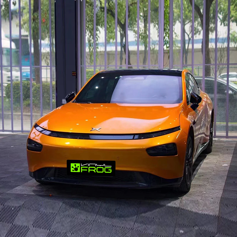 Glossy Metallic Bronze Orange Vinyl Wrap - Image 2