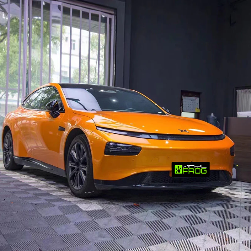 Glossy Metallic Bronze Orange Vinyl Wrap - Image 3