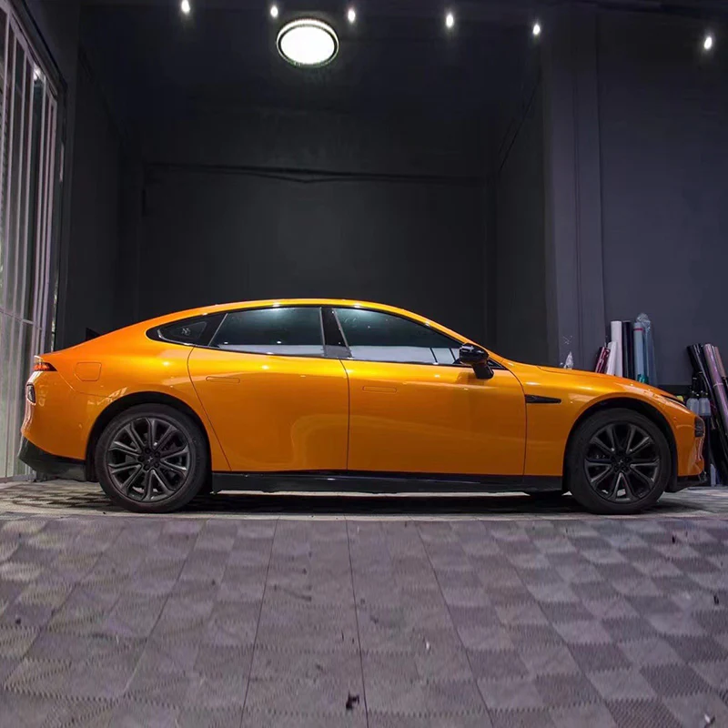 Glossy Metallic Bronze Orange Vinyl Wrap - Image 4