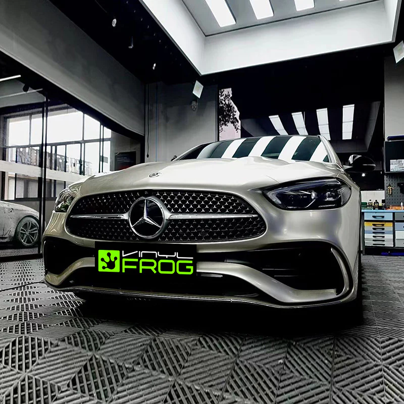 Glossy Metallic Champagne Silver Vinyl Wrap - Image 2