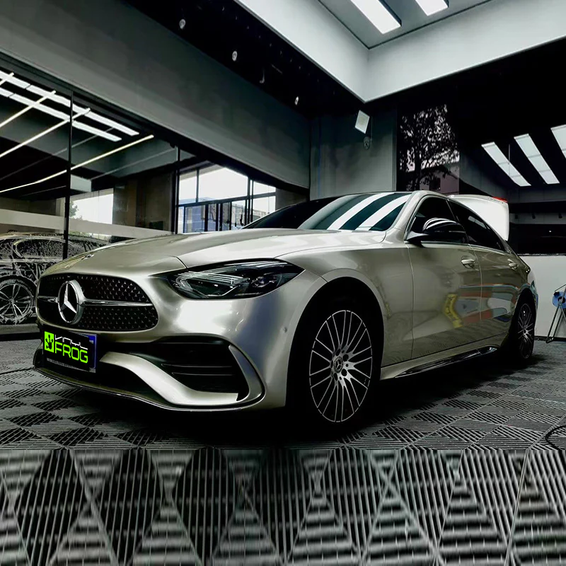 Glossy Metallic Champagne Silver Vinyl Wrap - Image 4