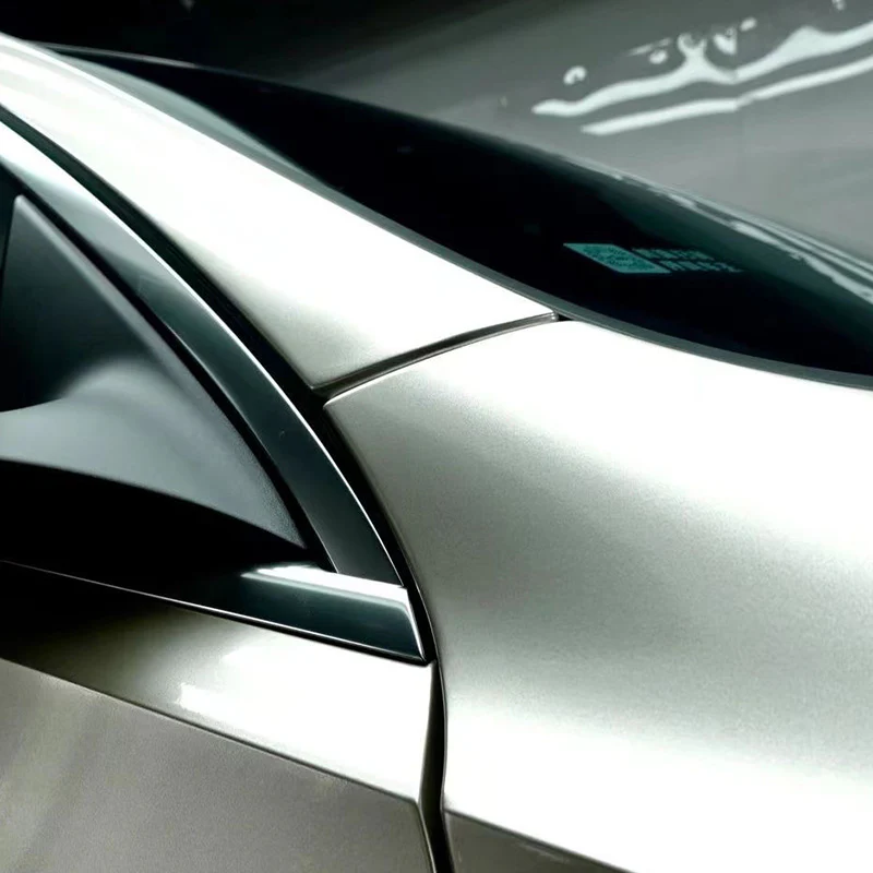 Glossy Metallic Champagne Silver Vinyl Wrap - Image 5