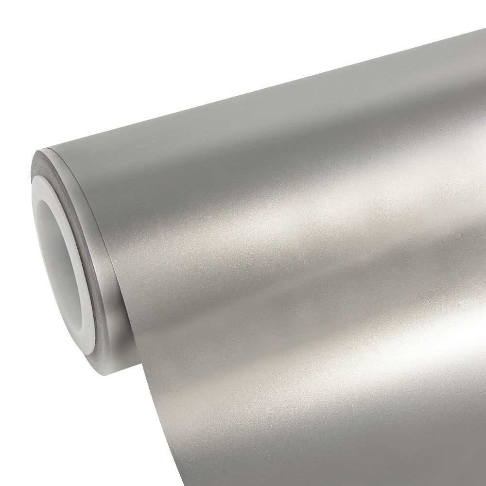 Glossy Metallic Champagne Silver Vinyl Wrap - Image 6