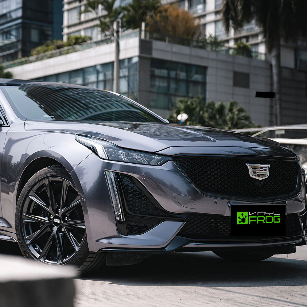 Glossy Metallic Dark Gray Vinyl Wrap - Image 3