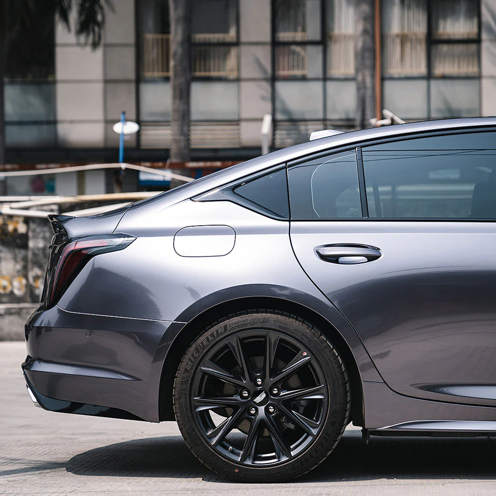 Glossy Metallic Dark Gray Vinyl Wrap - Image 4