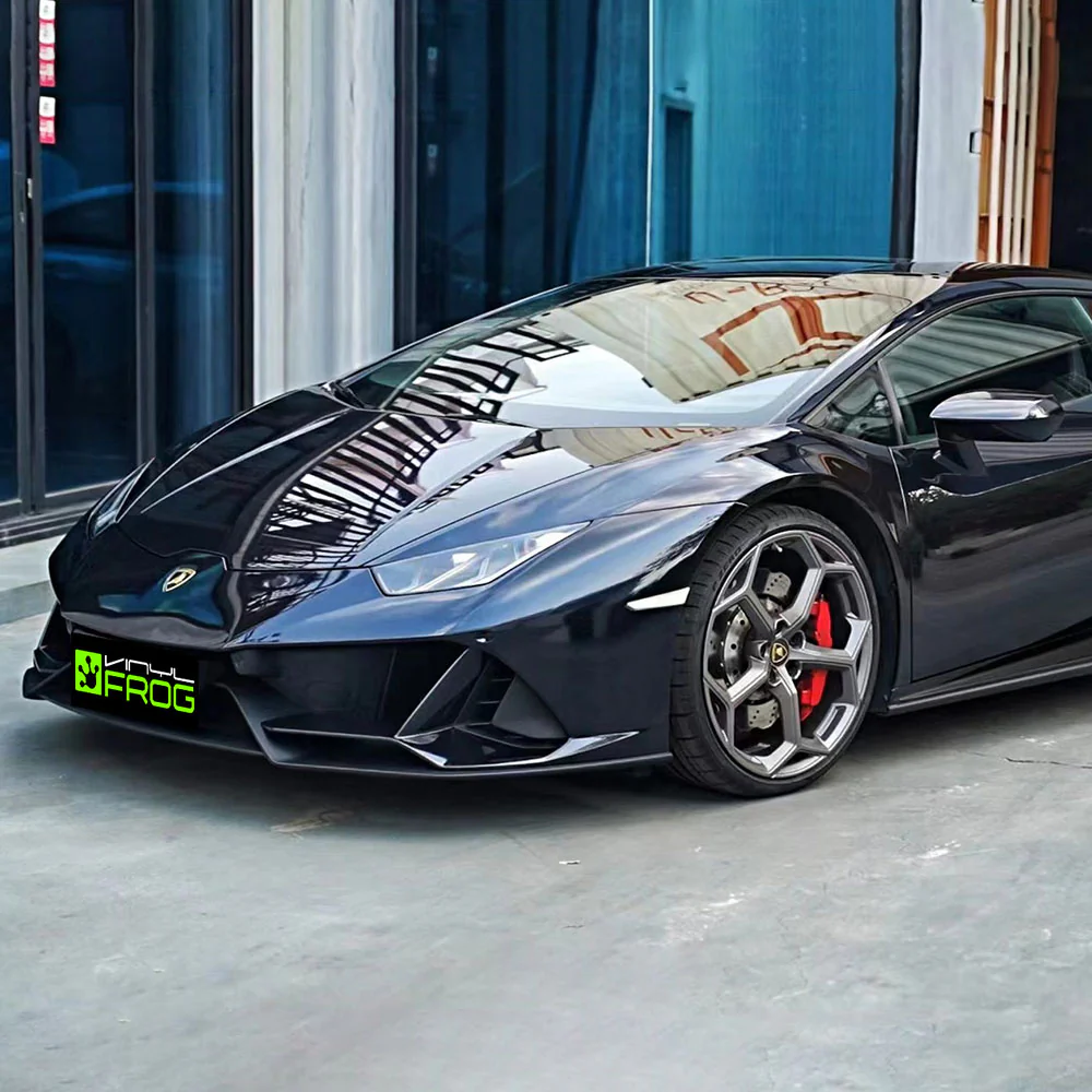 Glossy Metallic Glitter Black Blue Vinyl Wrap - Image 2
