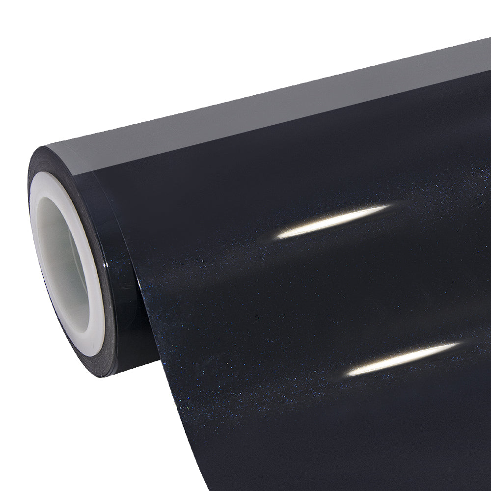 Glossy Metallic Glitter Black Blue Vinyl Wrap - Image 5