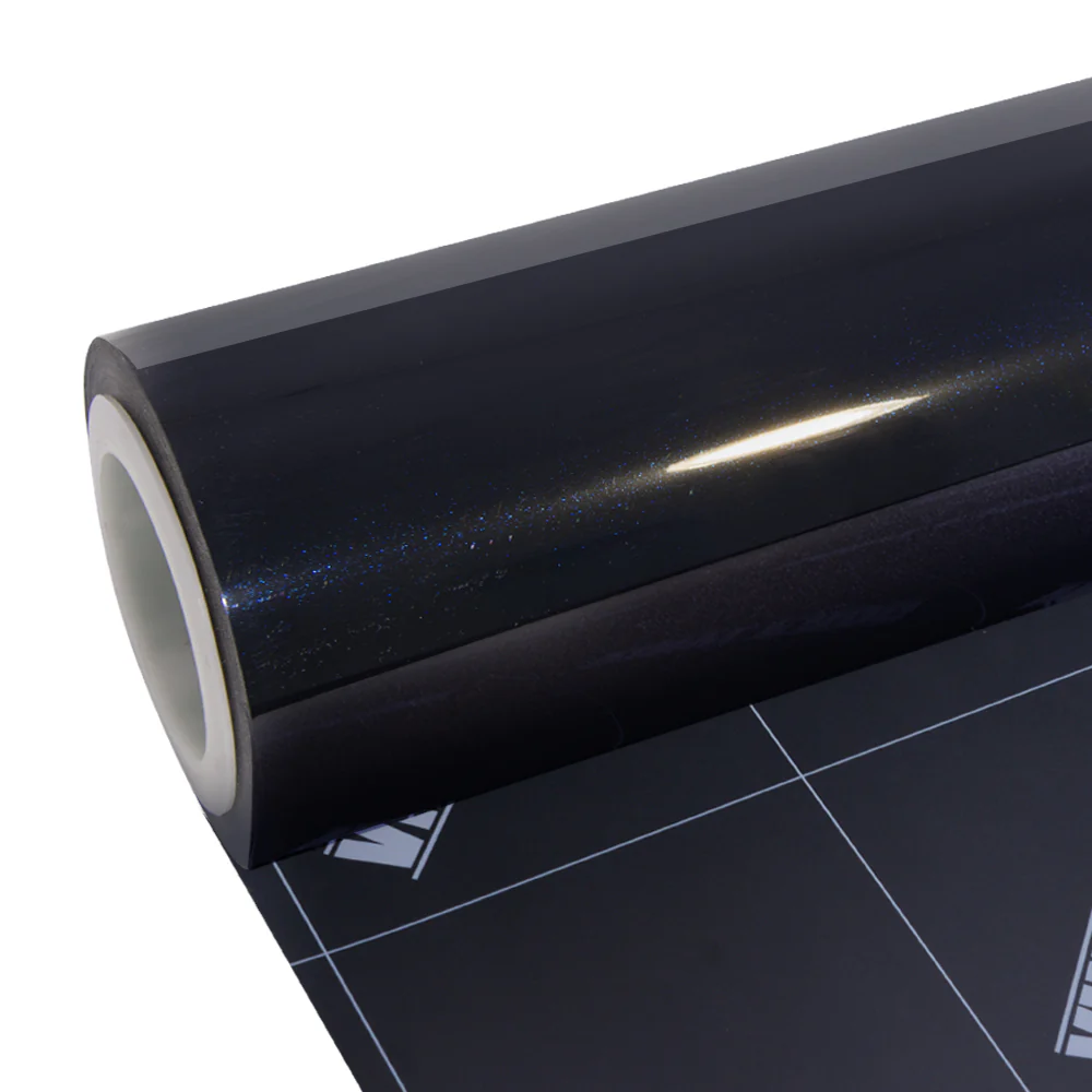Glossy Metallic Glitter Black Blue Vinyl Wrap - Image 7