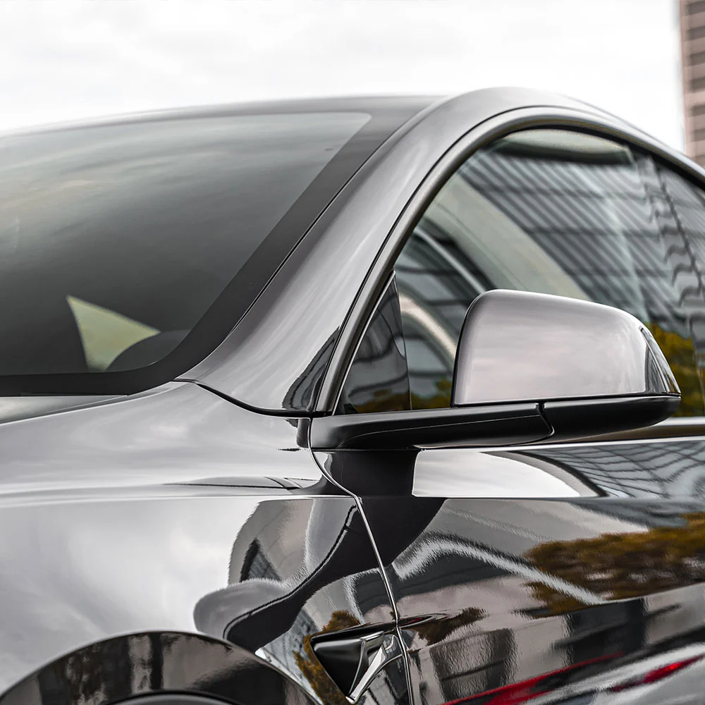 Glossy Metallic Silver Gray Vinyl Wrap - Image 4