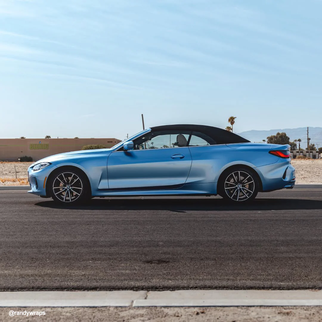 Glossy Metallic Silver Lake Blue Vinyl Wrap - Image 3