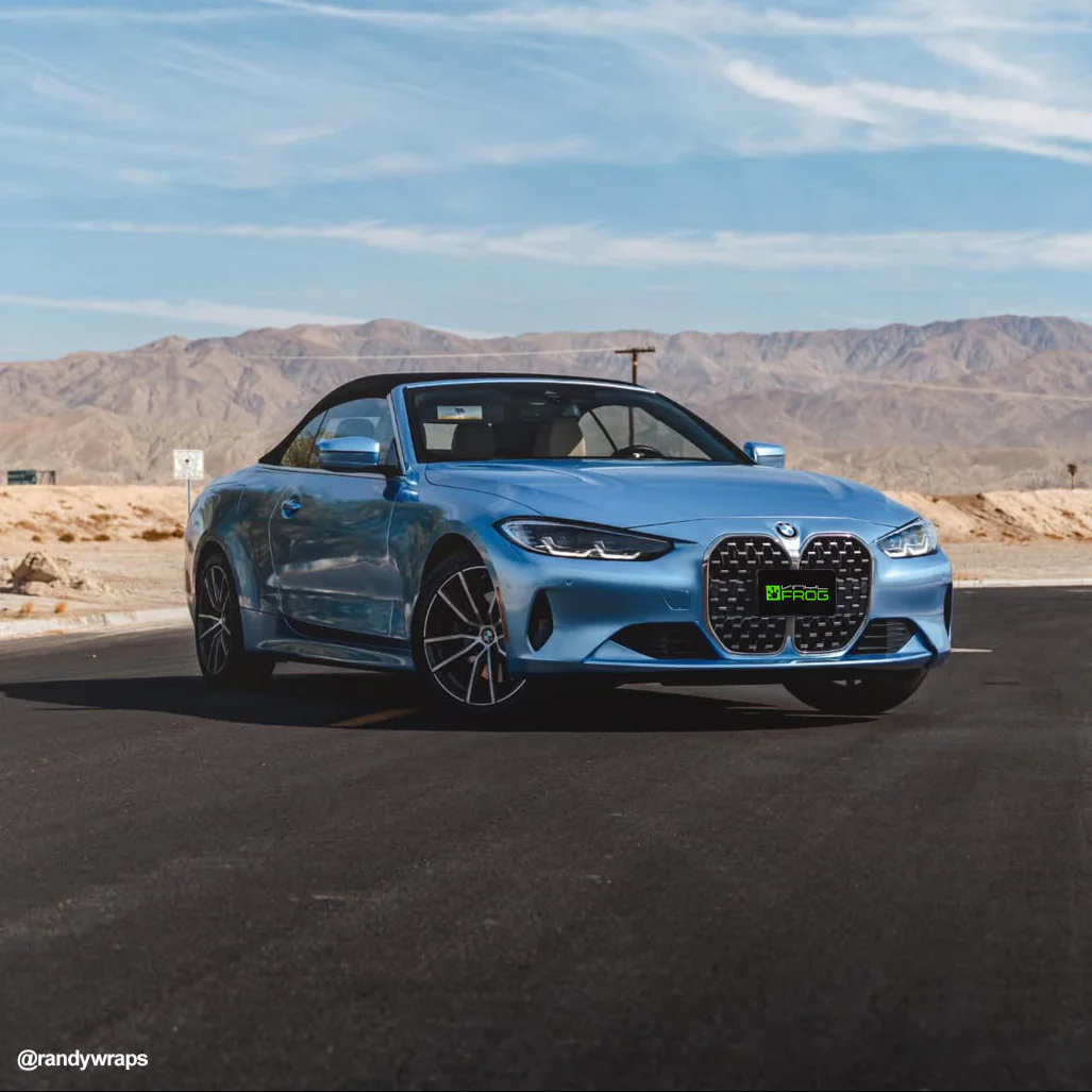 Glossy Metallic Silver Lake Blue Vinyl Wrap - Image 4