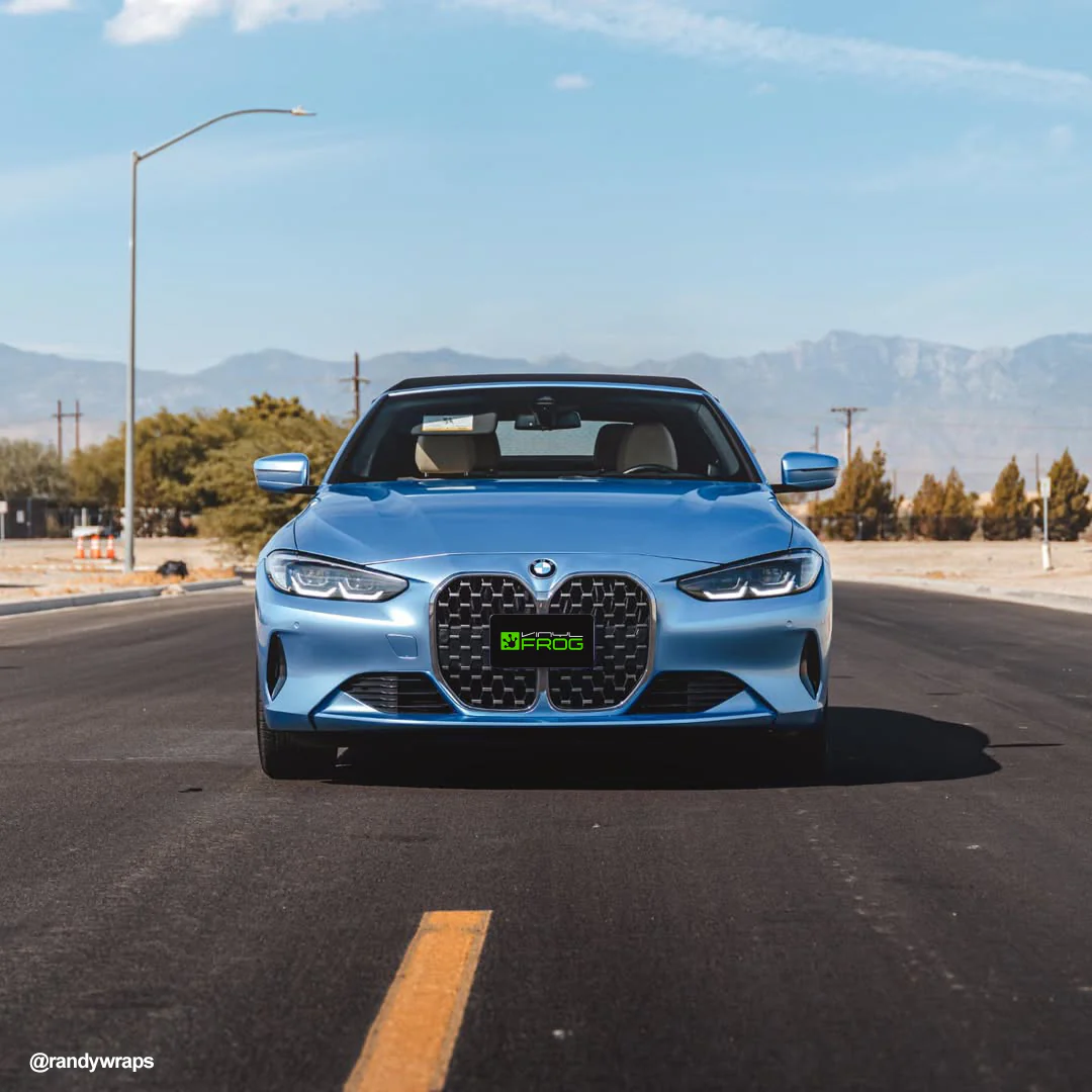 Glossy Metallic Silver Lake Blue Vinyl Wrap - Image 5