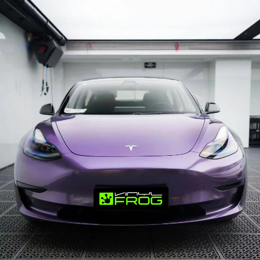 Glossy Metallic Violet Gray Vinyl Wrap - Image 2