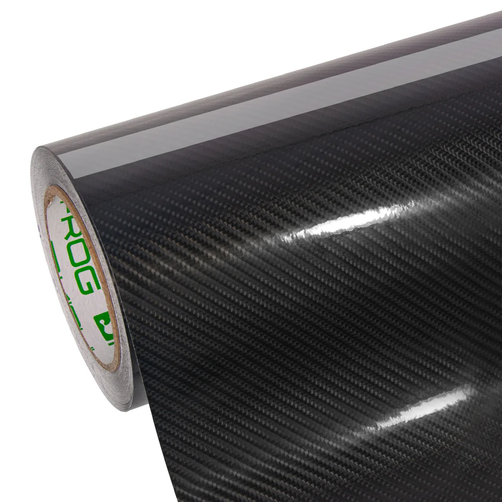 Glossy Spiral Black Carbon Fiber Vinyl Wrap - Image 4