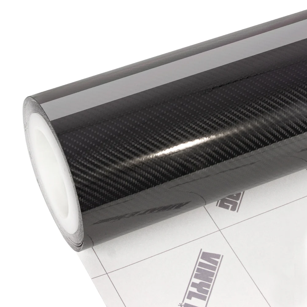 Glossy Spiral Black Carbon Fiber Vinyl Wrap - Image 5