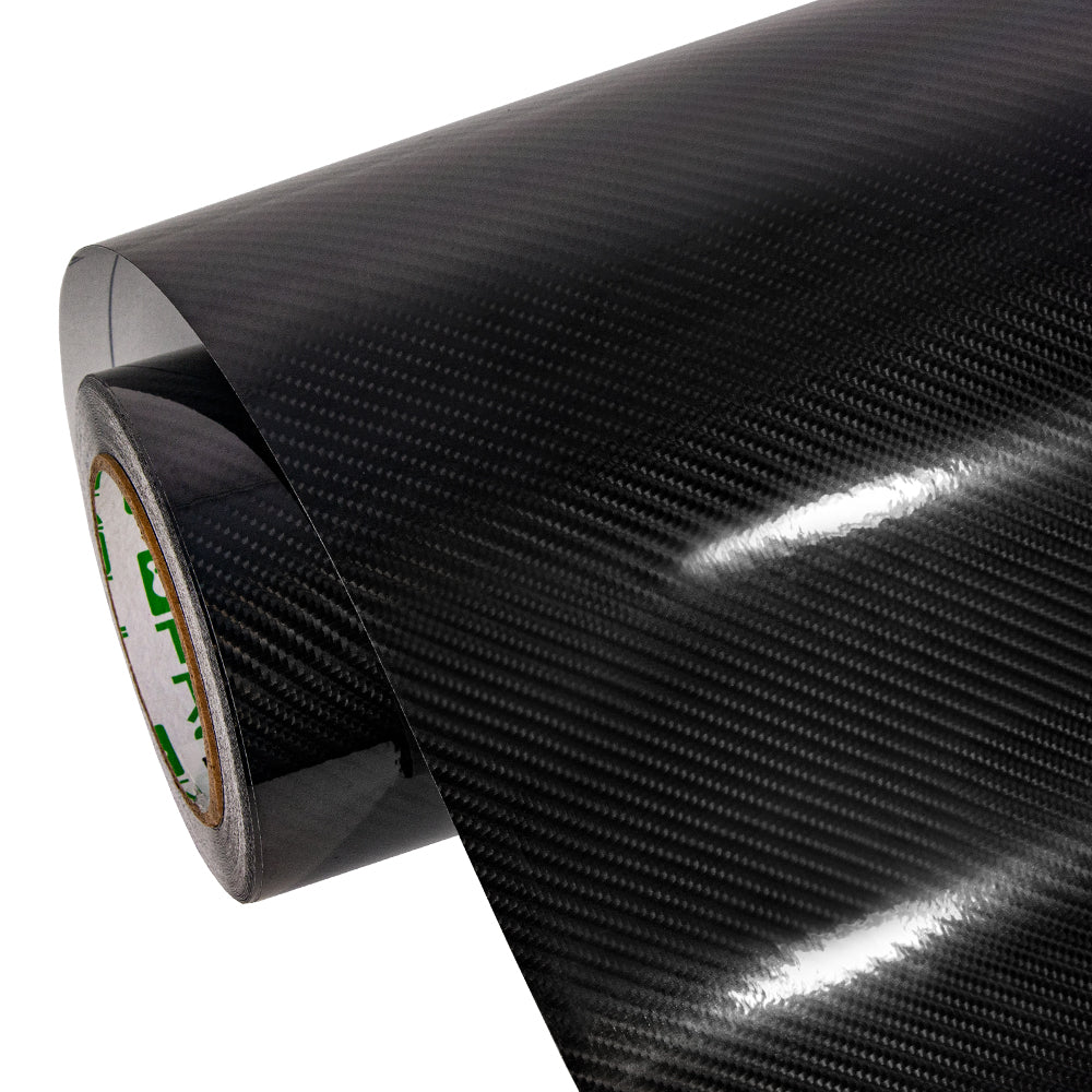 Glossy Spiral Black Carbon Fiber Vinyl Wrap - Image 6