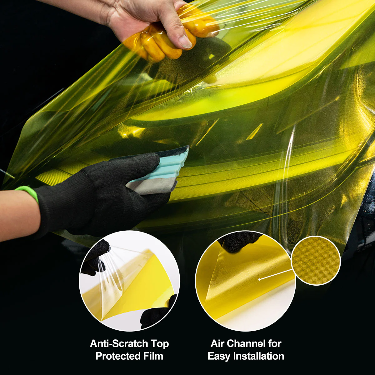 Golden Yellow Headlight Film with Air Channel Paper Liner - Image 6
