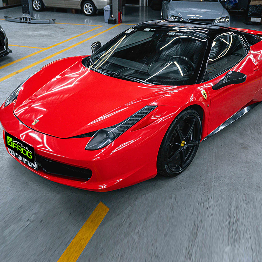 High Glossy Ferrari Red Vinyl Wrap - Image 3