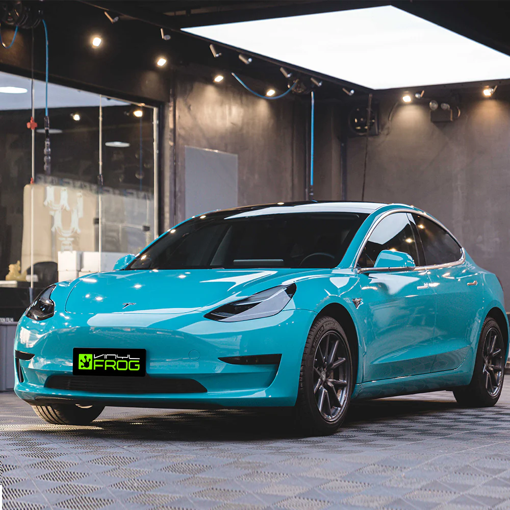 High Glossy Miami Blue Vinyl Wrap - Image 4