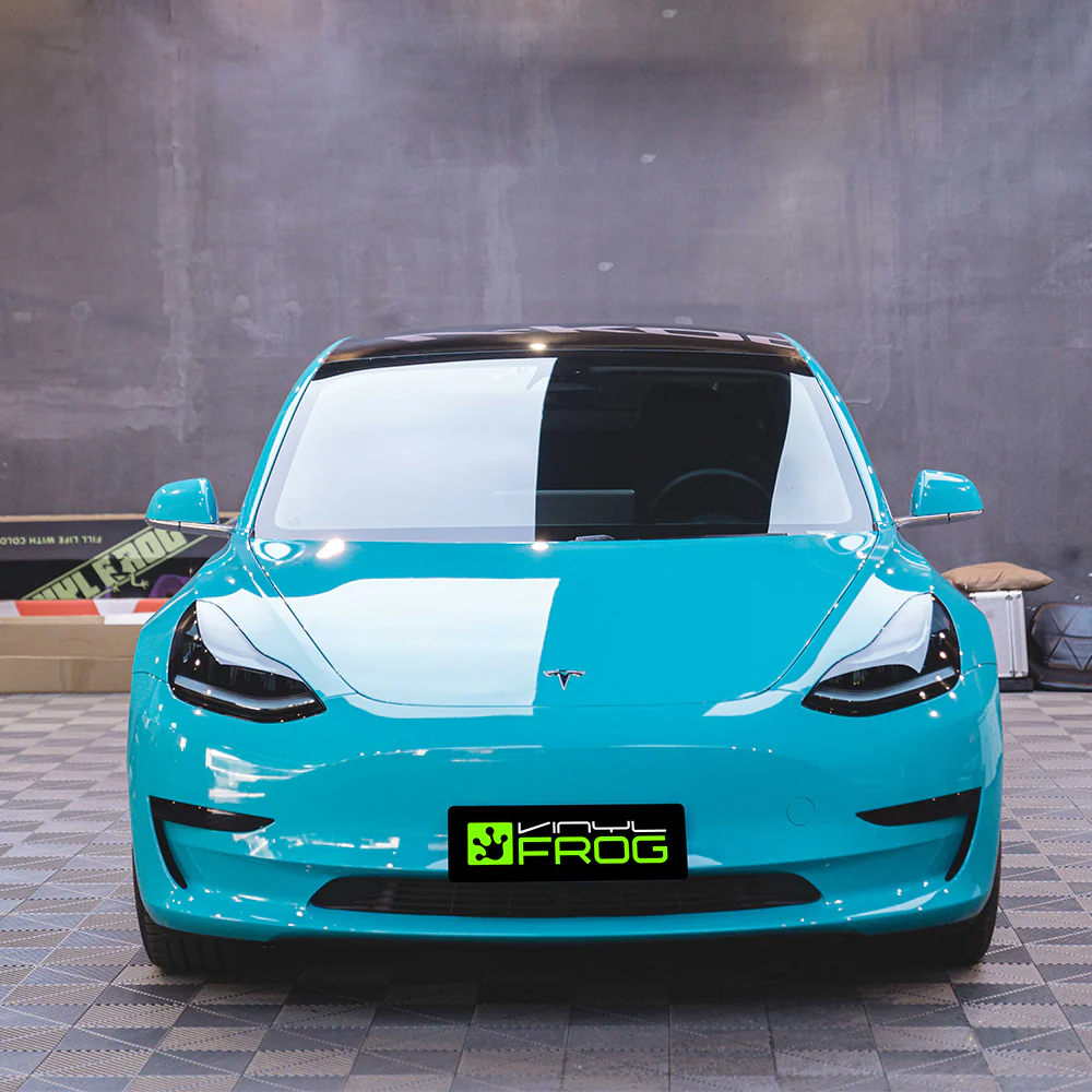 High Glossy Miami Blue Vinyl Wrap - Image 5