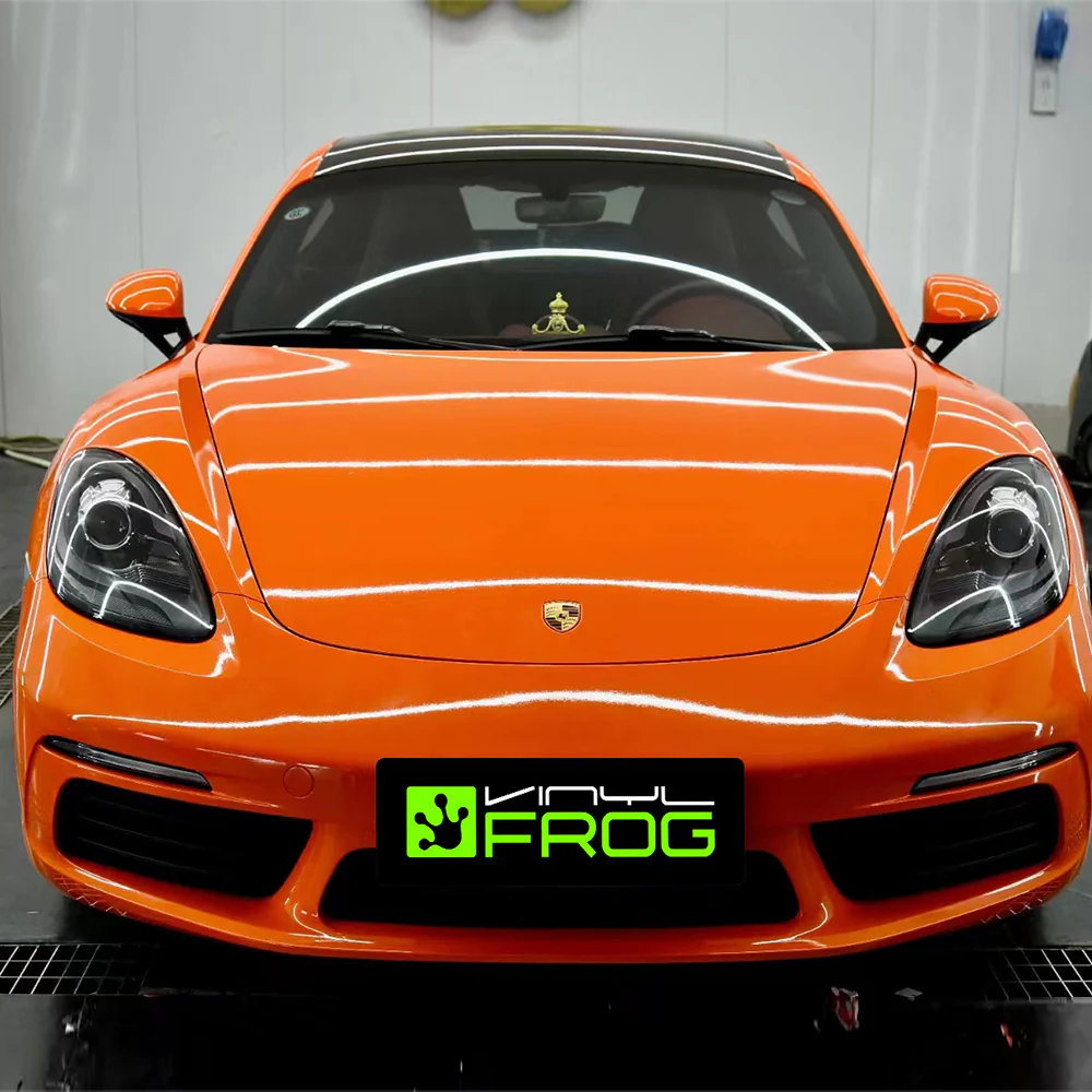 High Glossy Orange Vinyl Wrap - Image 2