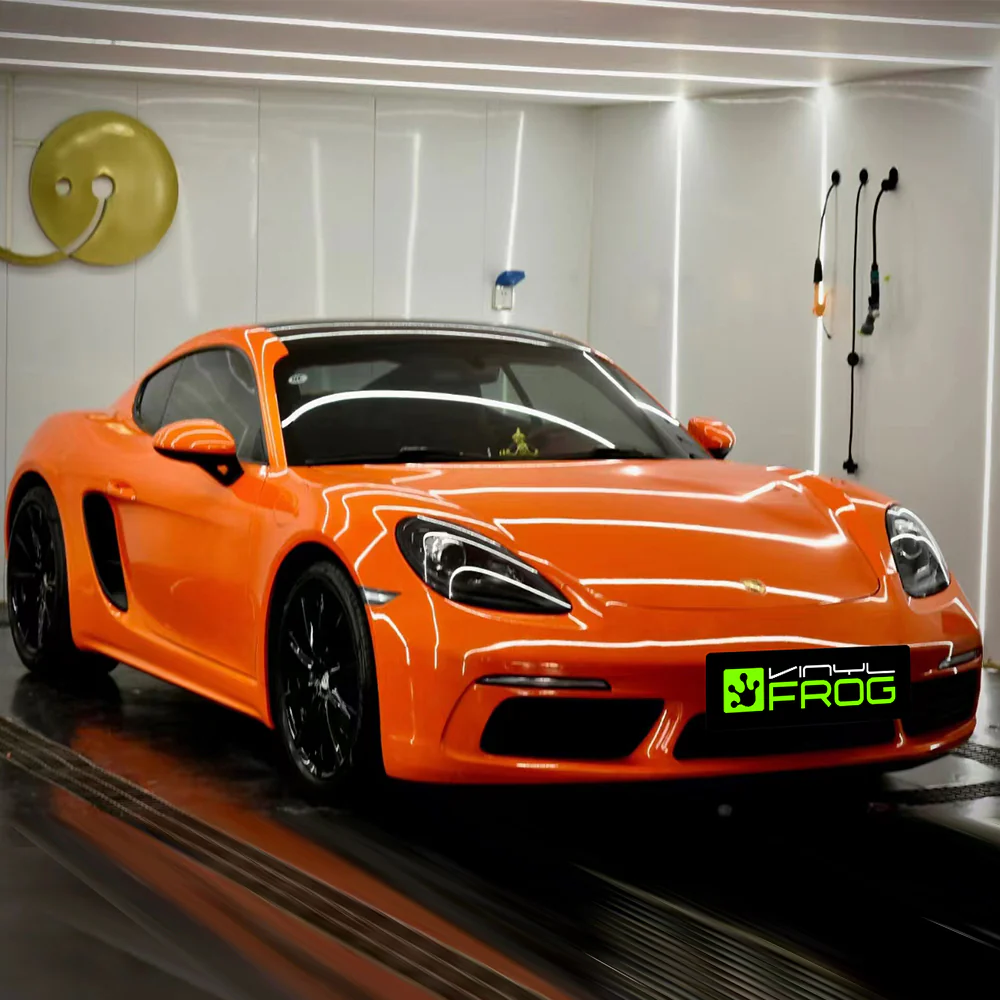 High Glossy Orange Vinyl Wrap - Image 3