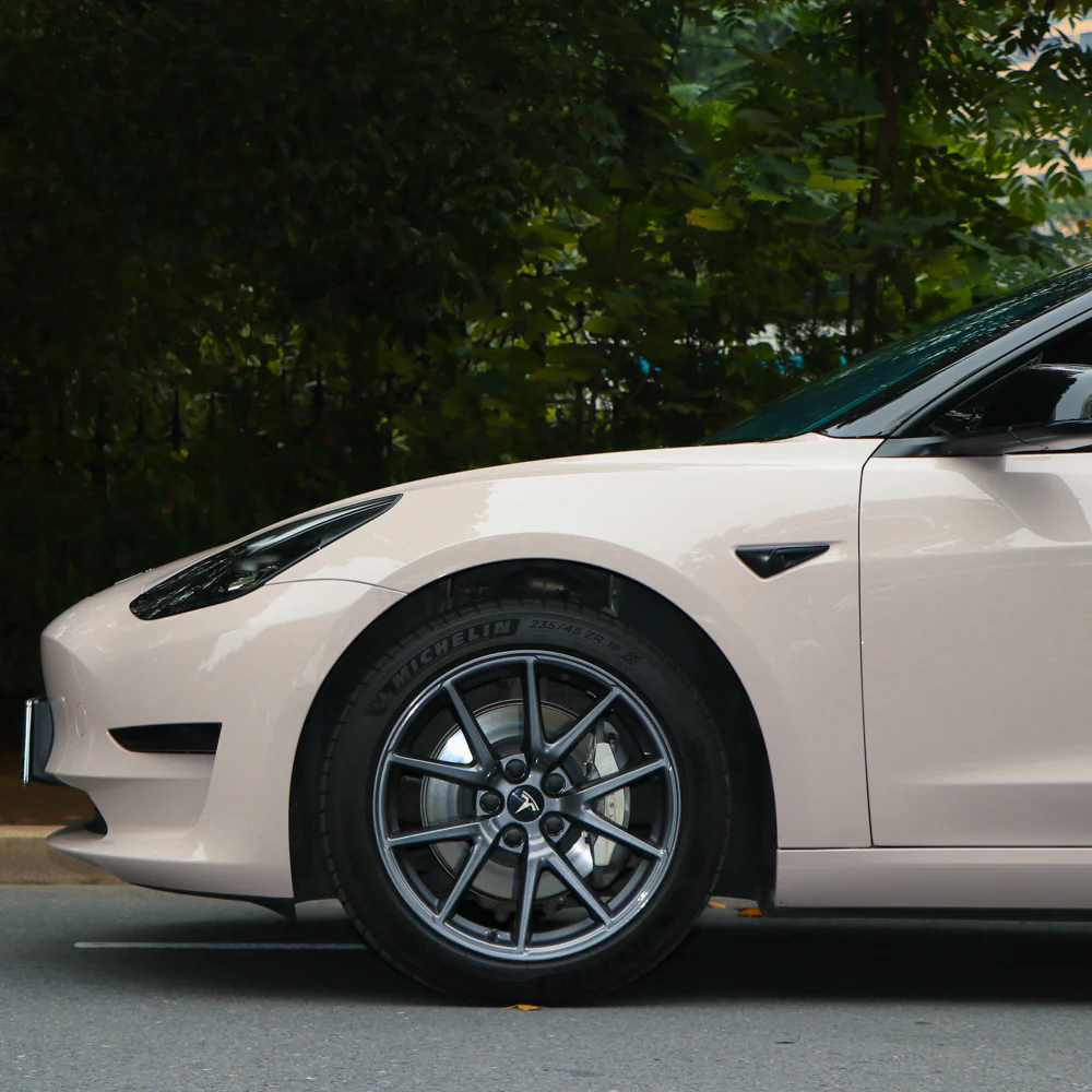 High Glossy Pink Gray Vinyl Wrap - Image 3