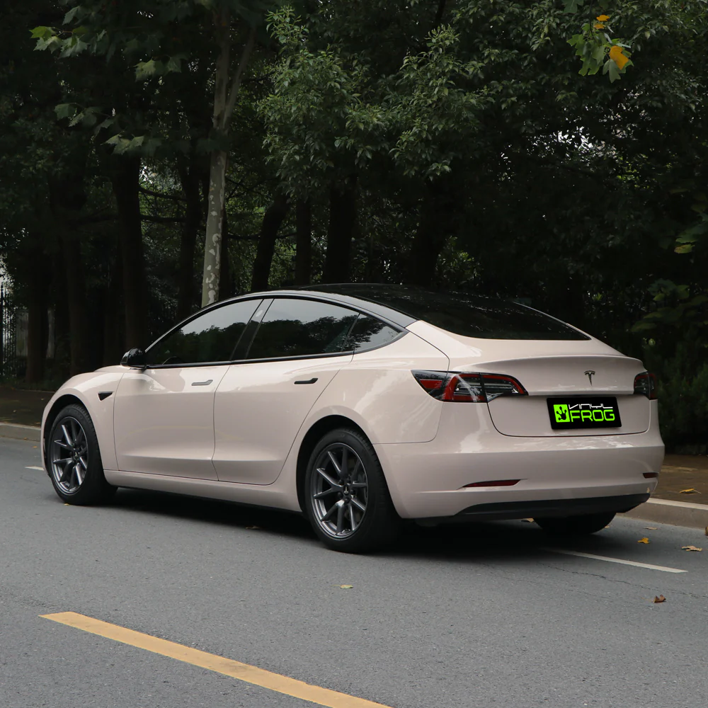 High Glossy Pink Gray Vinyl Wrap - Image 4