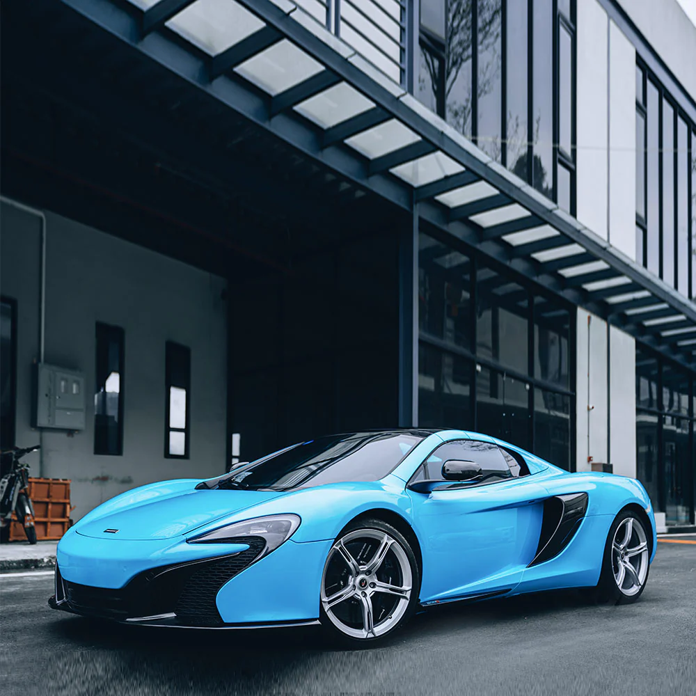 High Glossy Sky Blue Vinyl Wrap - Image 3