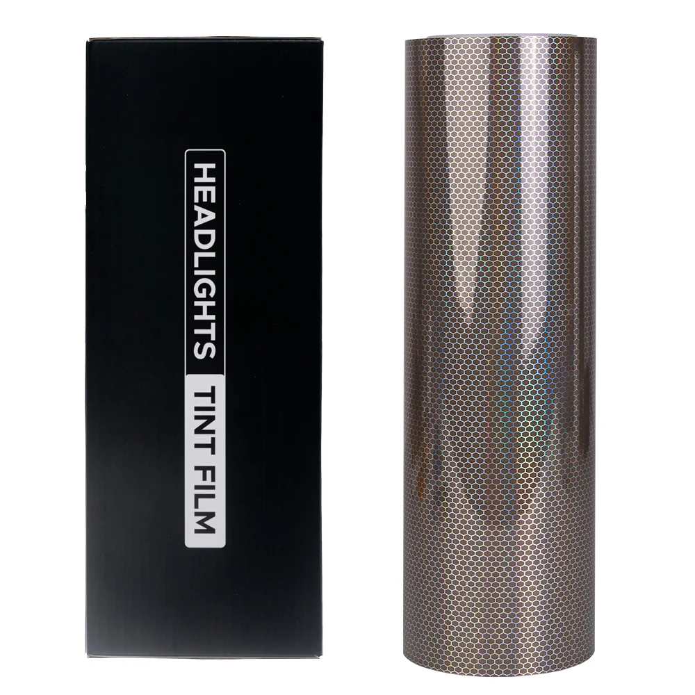 Light Black Holographic Honeycomb Headlight Film With Air Channel Paper Liner - Image 14