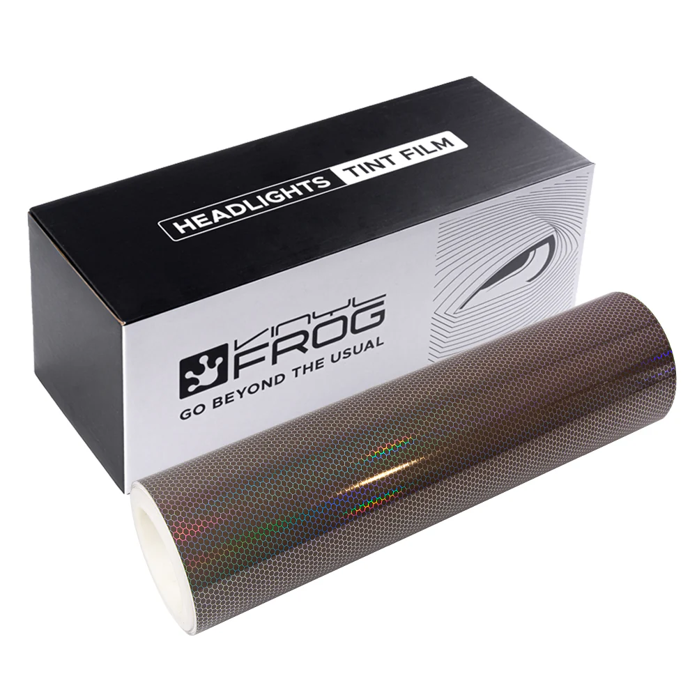 Light Black Holographic Honeycomb Headlight Film With Air Channel Paper Liner - Image 16
