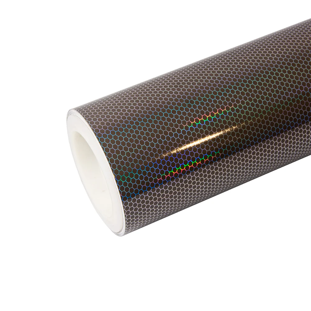 Light Black Holographic Honeycomb Headlight Film With Air Channel Paper Liner - Image 3