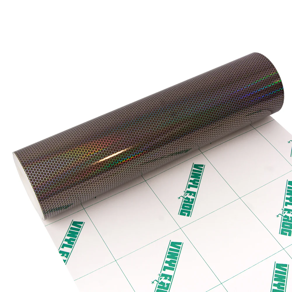 Light Black Holographic Honeycomb Headlight Film With Air Channel Paper Liner - Image 9