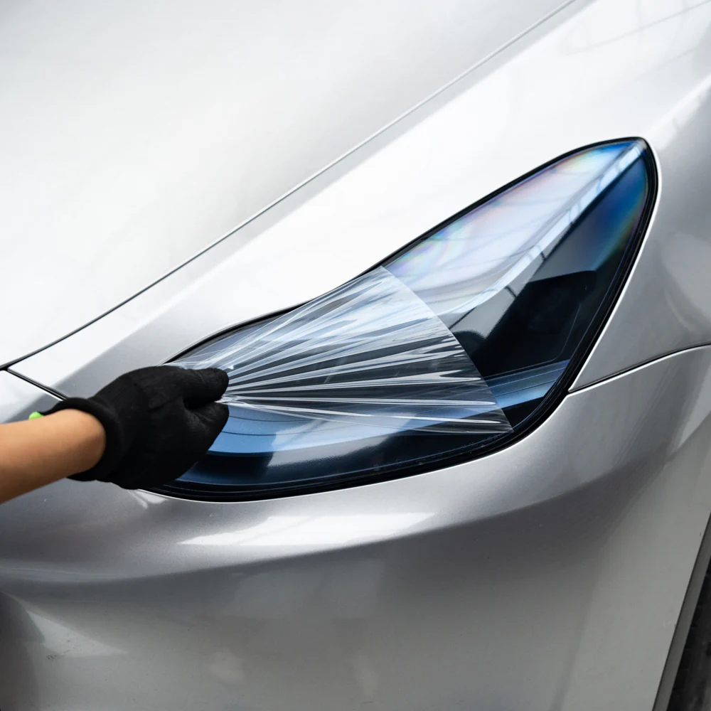 Light Blue Headlight Film With Air Channel Paper Liner - Image 2