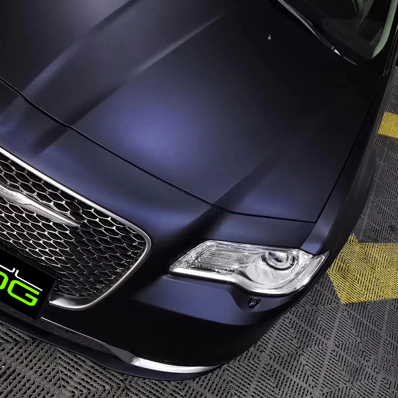 Matte Metallic Black Blue Vinyl Wrap - Image 3