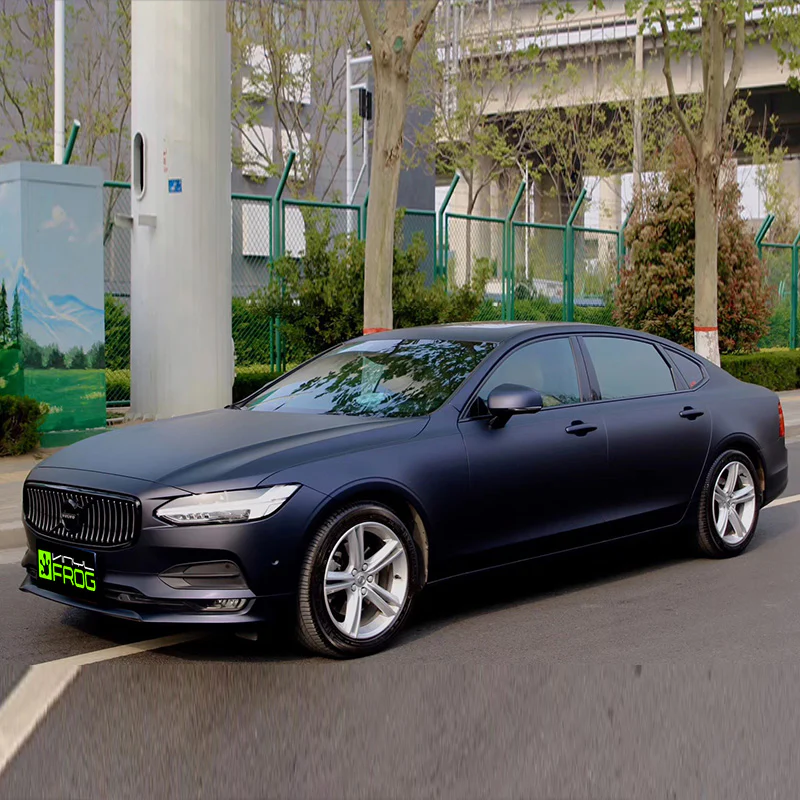 Matte Metallic Black Blue Vinyl Wrap - Image 4