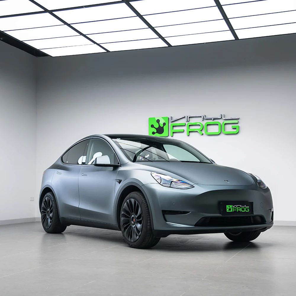 Matte Silk Gray Blue Vinyl Wrap - Image 2