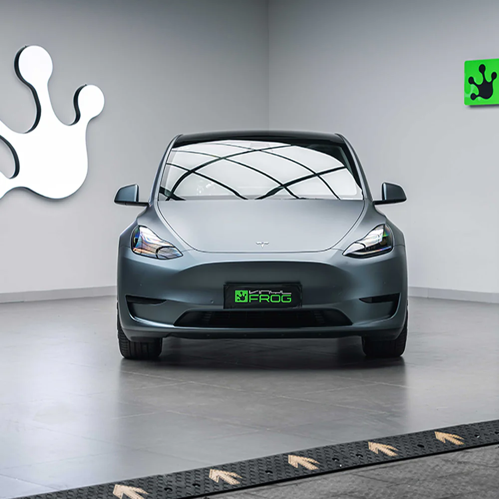 Matte Silk Gray Blue Vinyl Wrap - Image 4