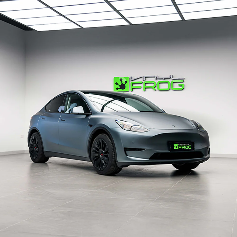 Matte Silk Gray Blue Vinyl Wrap - Image 5
