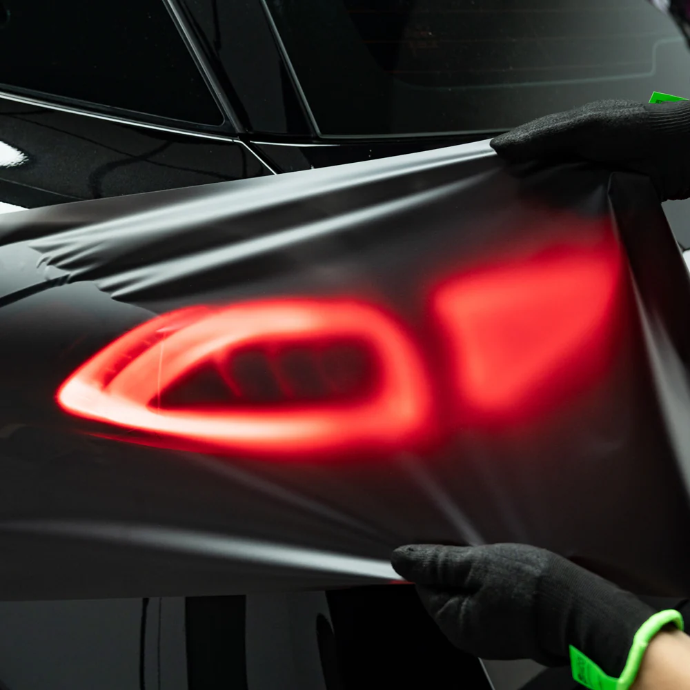 Satin Black Taillight Film with Air Channel Paper Liner