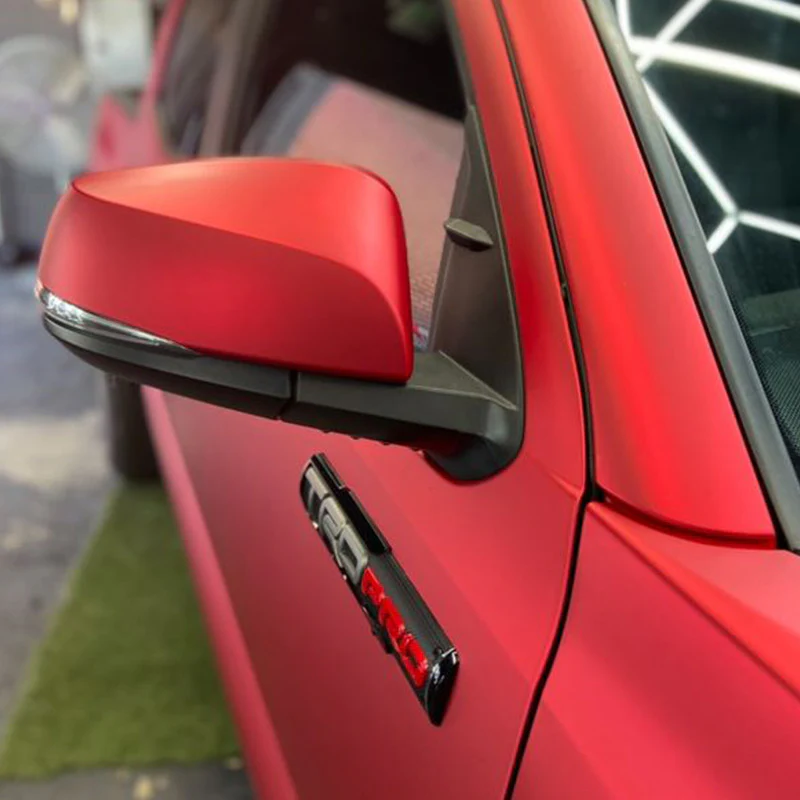 Satin Chrome Prismatic Red Vinyl Wrap - Image 5