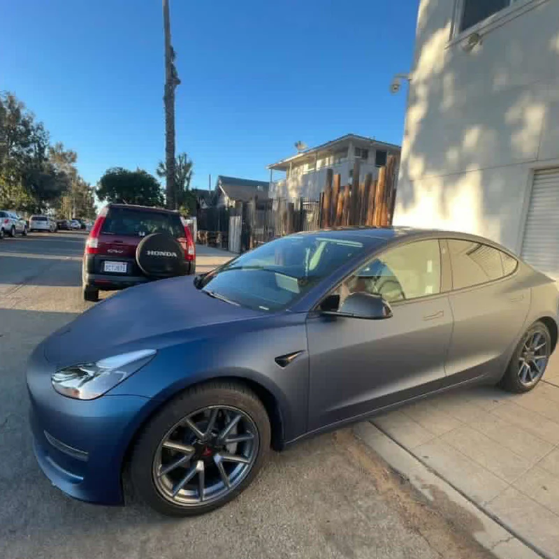 Satin Chrome Silk Prussian Blue Vinyl Wrap - Image 3