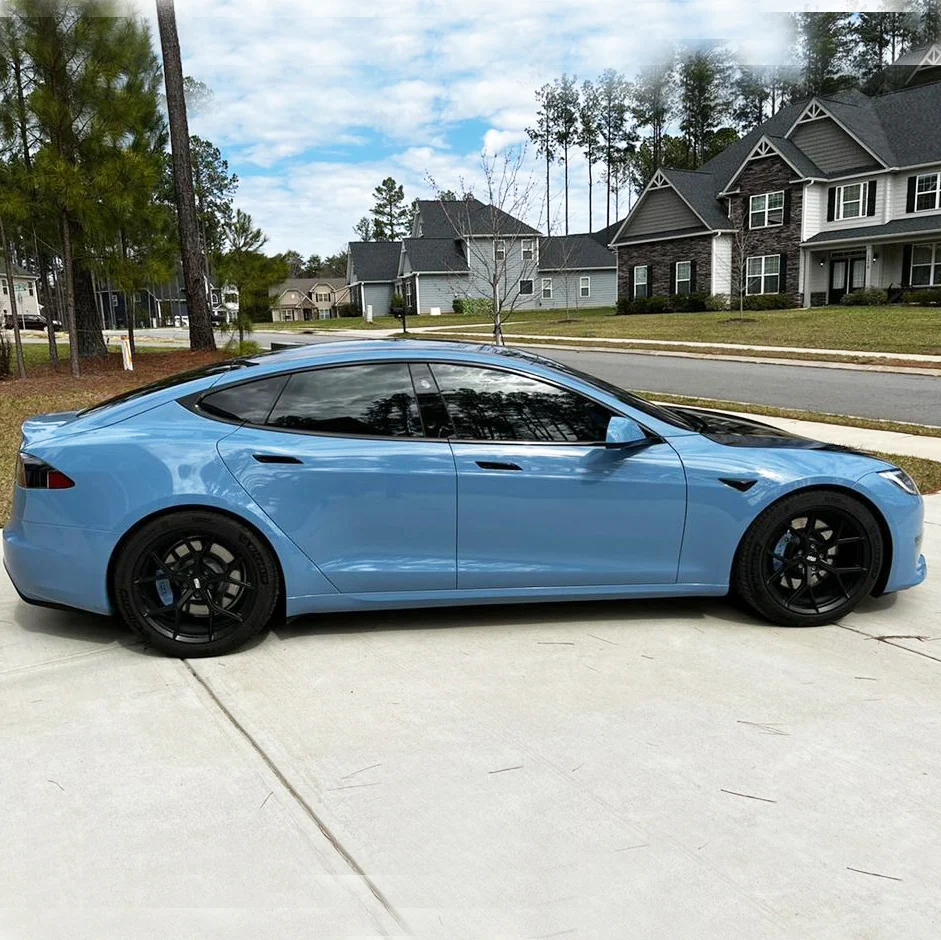 Super Glossy China Blue Vinyl Wrap - Image 7